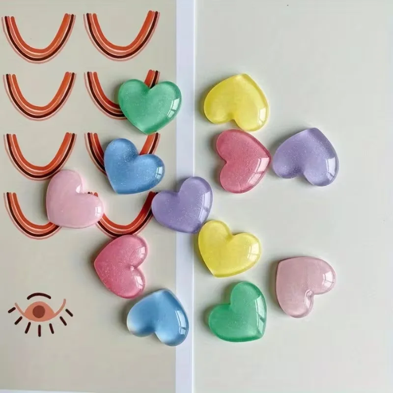 5 randomly installed cute heart-shaped refrigerator magnets and whiteboard magnets, suitable for kitchen and office decoration