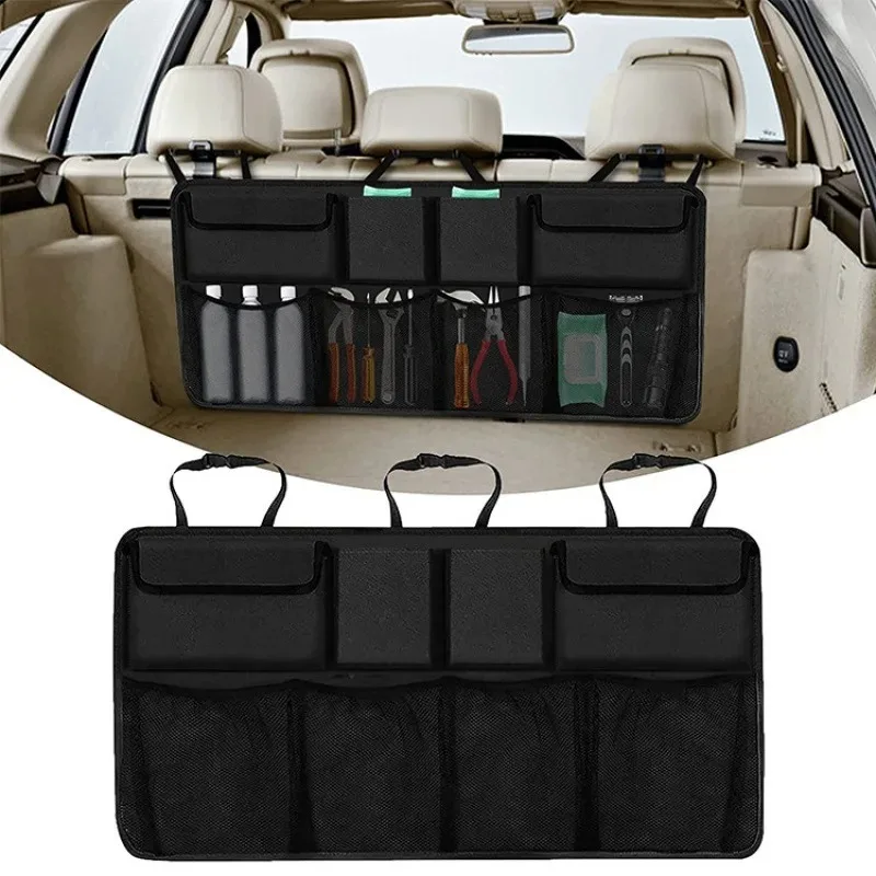 Car Rear Racks Storage Bag Net Adjustable Trunk Storage Bag Net High Capacity Hanging Organizers Automobile Interior Accessories