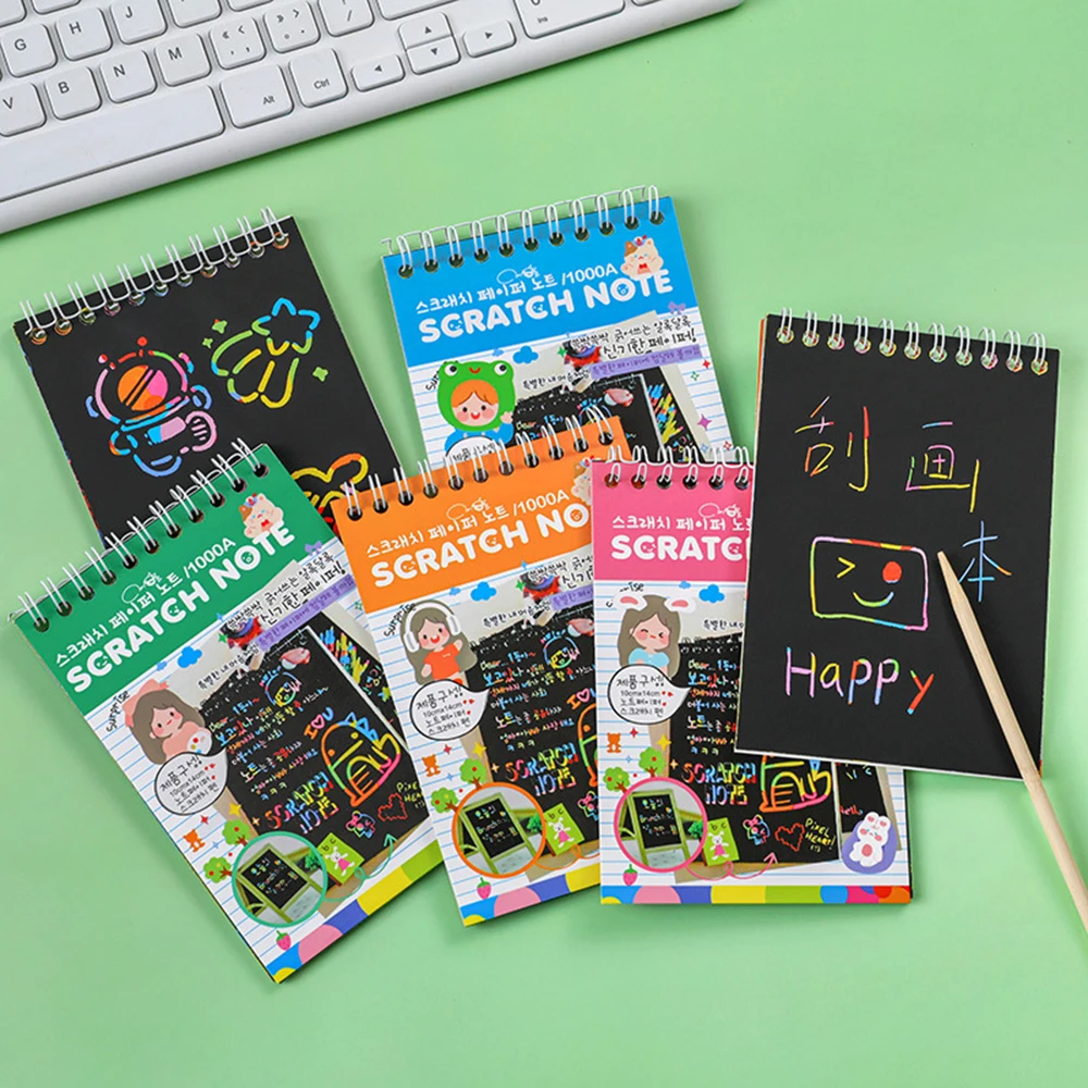 Montessori Scratch Painting Note, Scratch Art Paper, DIY Children Magic Rainbow Scraping Drawing Paper, Notepad, Staacquering Toys