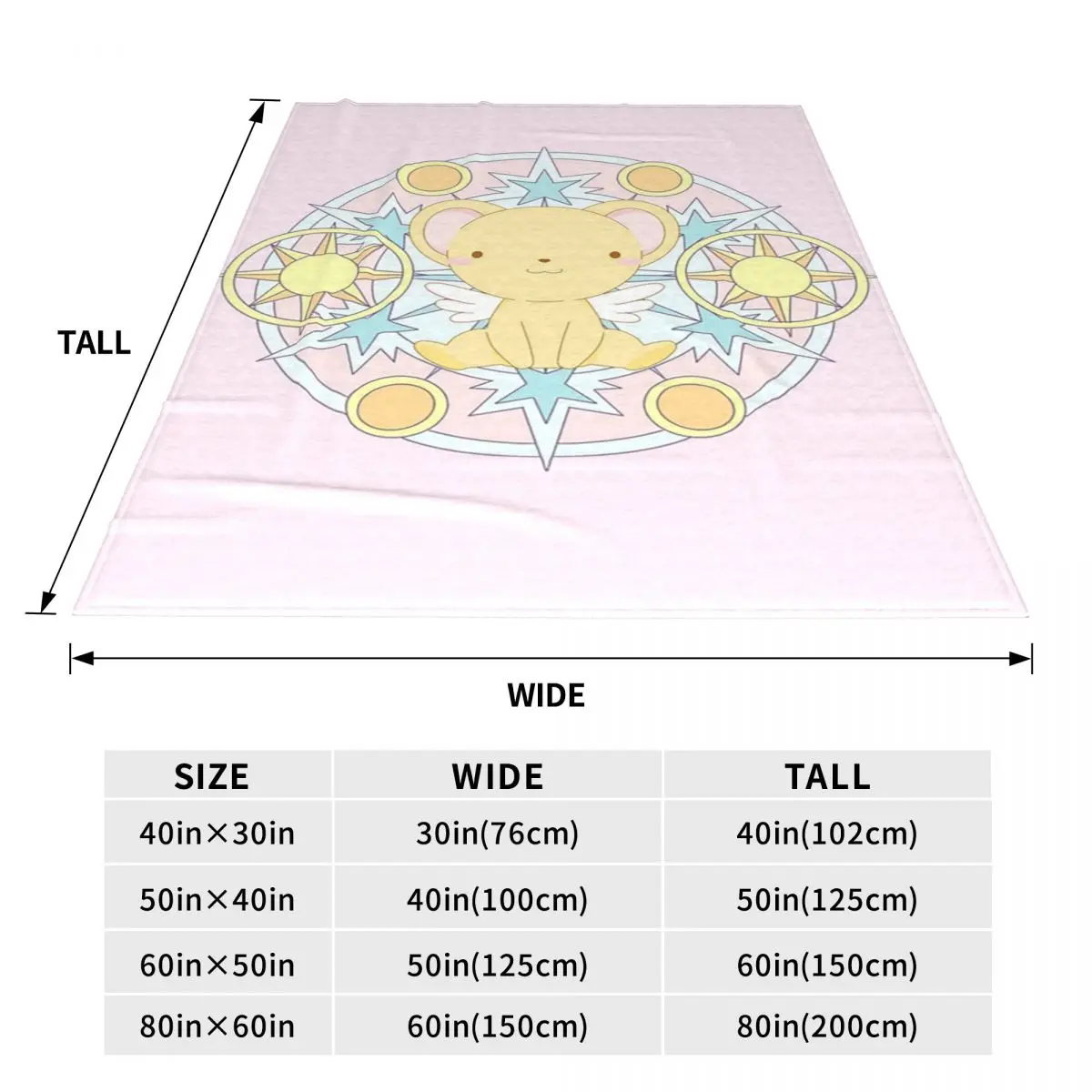 Kero Sakura Card Captor Kawaii Blanket Flannel Sofa Throw Blanket Super Soft for Home Bedroom Outdoor Throws Bedspread Quilt