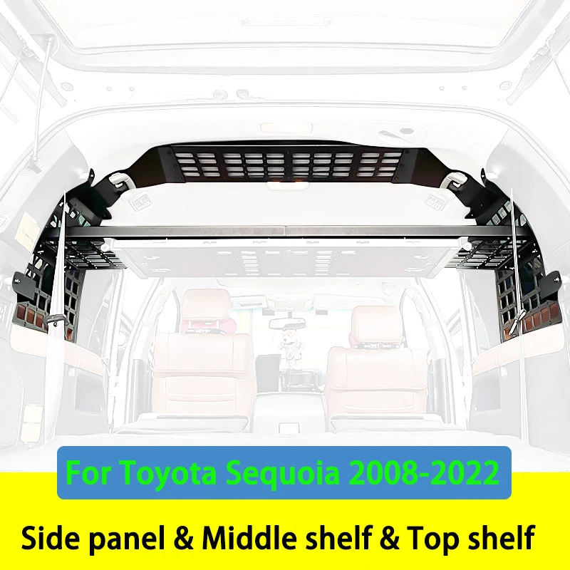 For Toyota Sequoia 2008-2022 Rear Side Window Combination Storage Rack Trunk Shelf Luggage Bracket & Roof Storage Racks