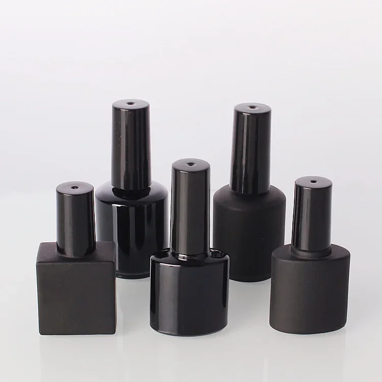 5ml 10ml 15ml Nail Polish Glass Bottle Dark Black Round Nail Polish Glue Empty Bottle Manufacturers Wholesale