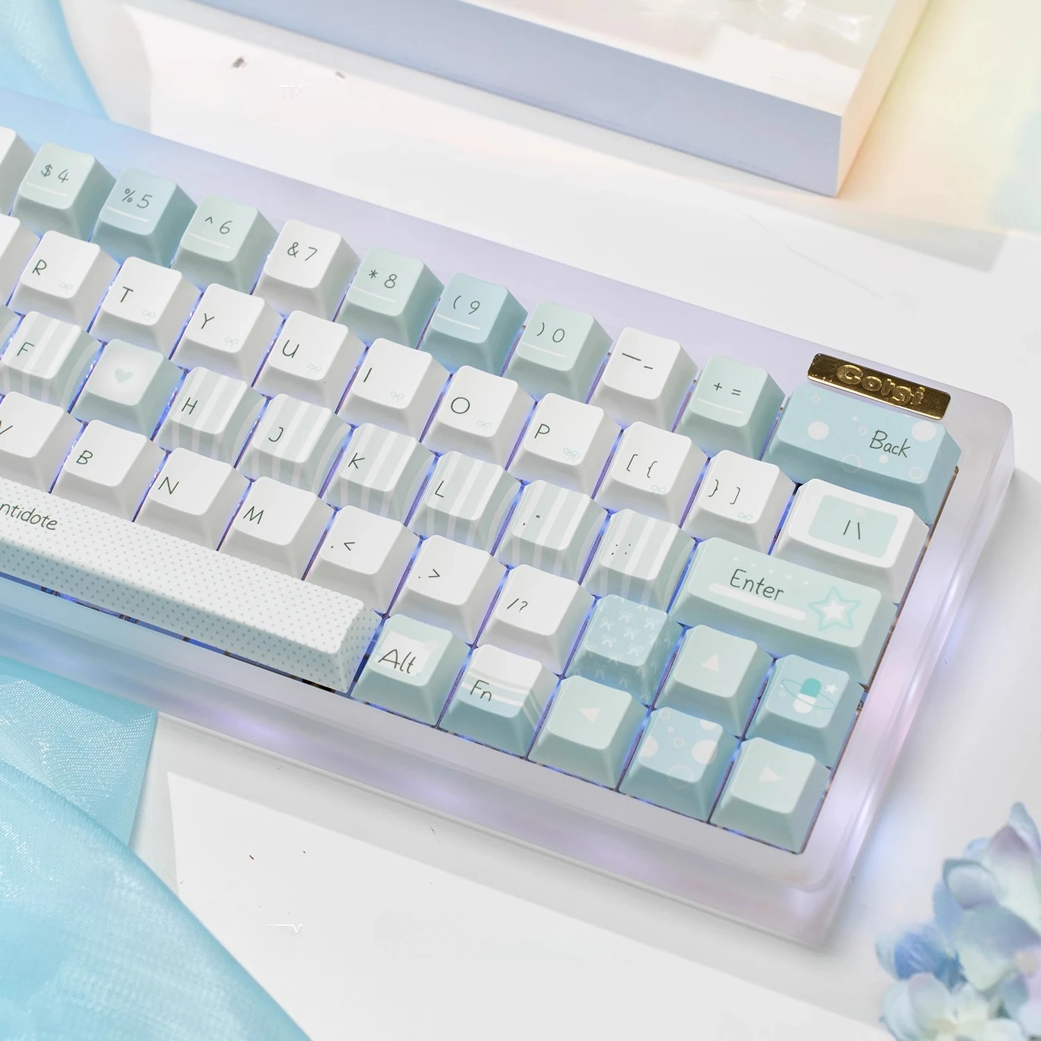 

Antidote Theme Keycap Cherry Profile PBT Five-sided Sublimation Custom Keycaps Simple Fresh Aqua Blue Mechanical Keyboard Caps