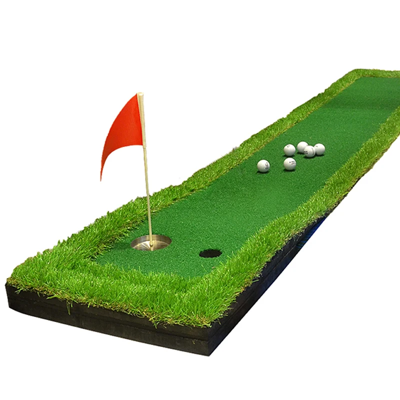 Golf Green Putter-Trainer Green Indoor Golf Putting Mat Training Aids With Flag Poles Hole Cup Set Mini Golf Carpet