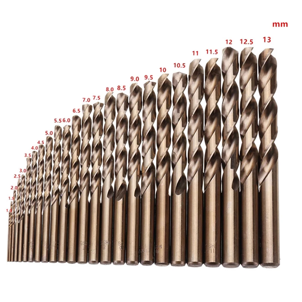 M35 HSS-CO 5% Cobalt Twist Drill Bit Set Metric Straight Shank Set With Metal Case For Stainless Steel Wood Metal Drilling