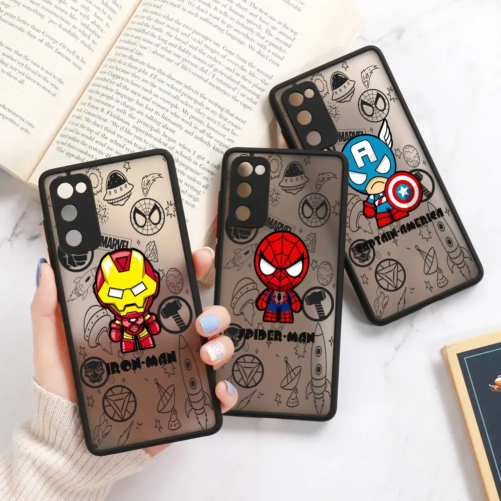 

Marvel Hero A52 5G Case For Samsung A53 5G Case A71 A51 A33 A22 A32 A42 A13 Galaxy A72 A73 Matte Cover The Avengers Star Ironman