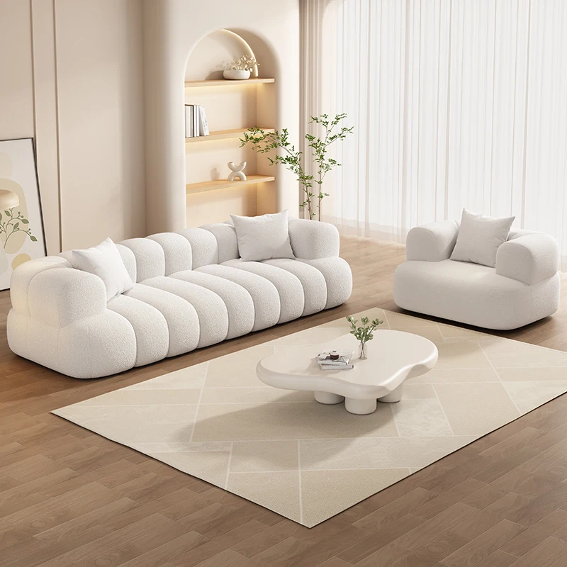 

Cream Cloud Design Sofa Lazy Living Room Modern Wedding Relax Single Couch Accent Divani Da Soggiorno Nordic Furnitures