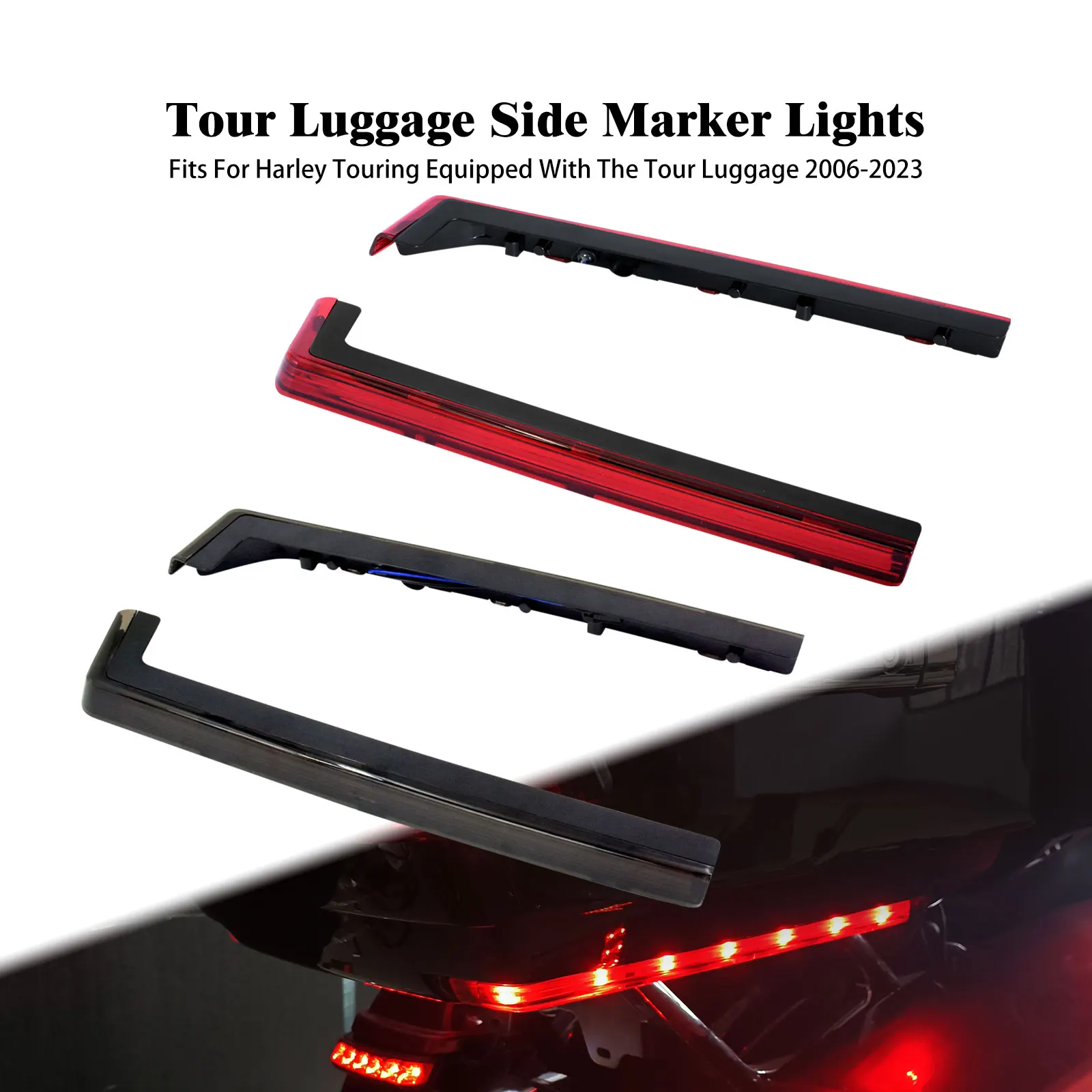 Motorcycle LED Lights Tour Luggage Pack Trunk Accent Side Lamp For Harley Touring 2006-Up Road King Street Trike Electra Glide
