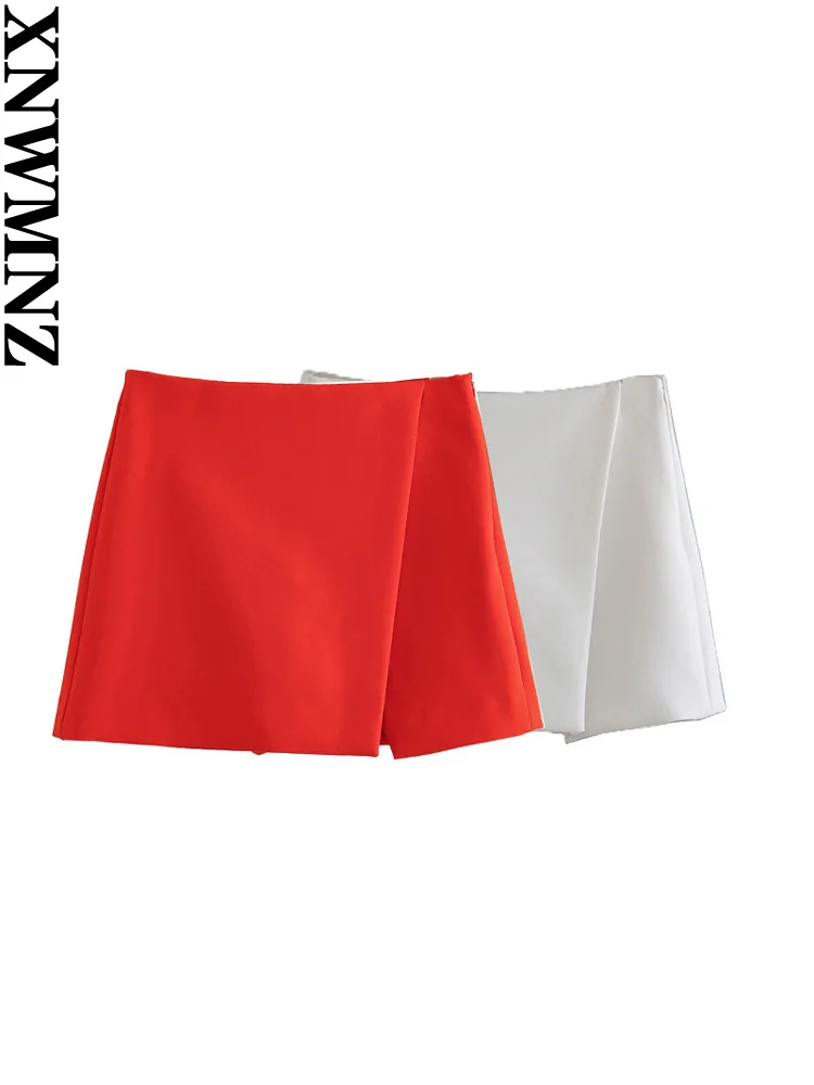 

XNWMNZ Women's Fashion 2023 Asymmetric Skort Women Vintage High Waist Side Zipper Versatile Female Chic Skort