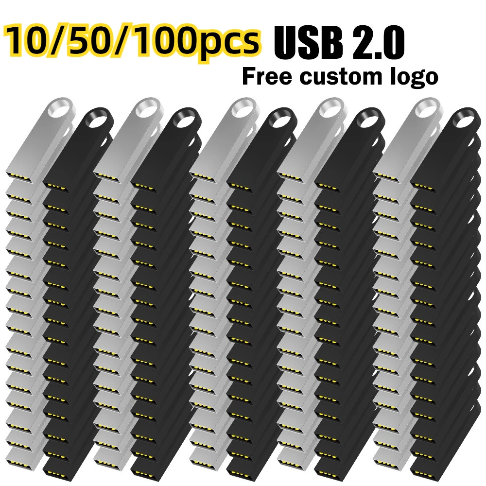 

10/ 50/100 Pcs/lot Free Logo metal USB Flash Drive 64GB 32GB 8GB 4GB memory Flash USB Stick pen drive 128mb 512mb PenDrive 2.0
