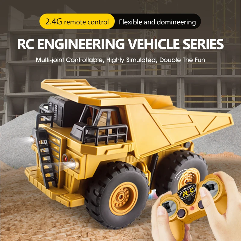 2.4Ghz 6 Channel 1:24 Rc Excavator Mixing truck Crane Toy Engineering Car Remote Control Digger Dump Truck For children's Gift