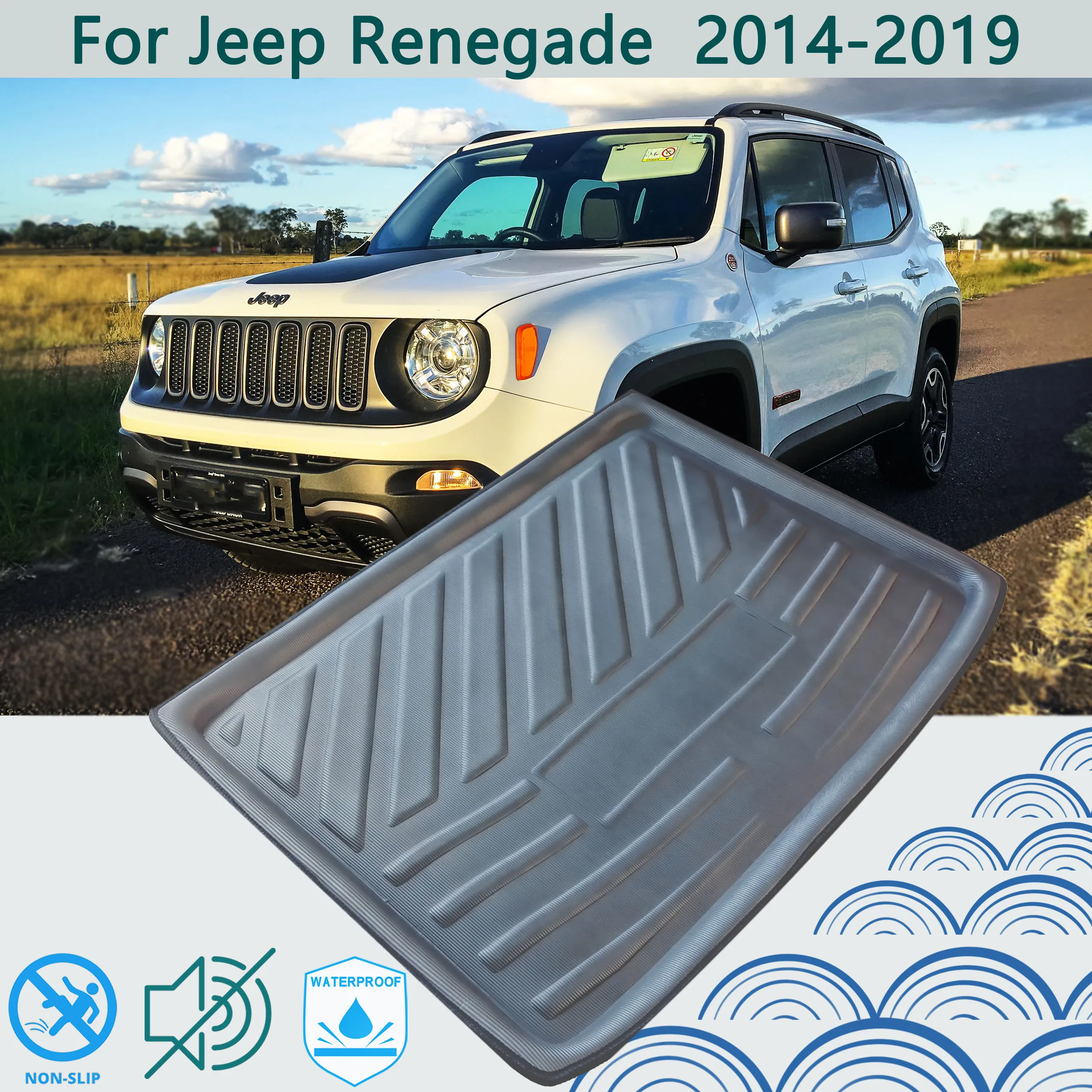 Dla jeepa Renegade 2014 2015 2016 2017 2018-2022 na tylny bagażnik samochodu mata do wyłożenia podłogi bagażnika dostosowane mata do bagażnika podkładka podłogowa ochrony przed błotem