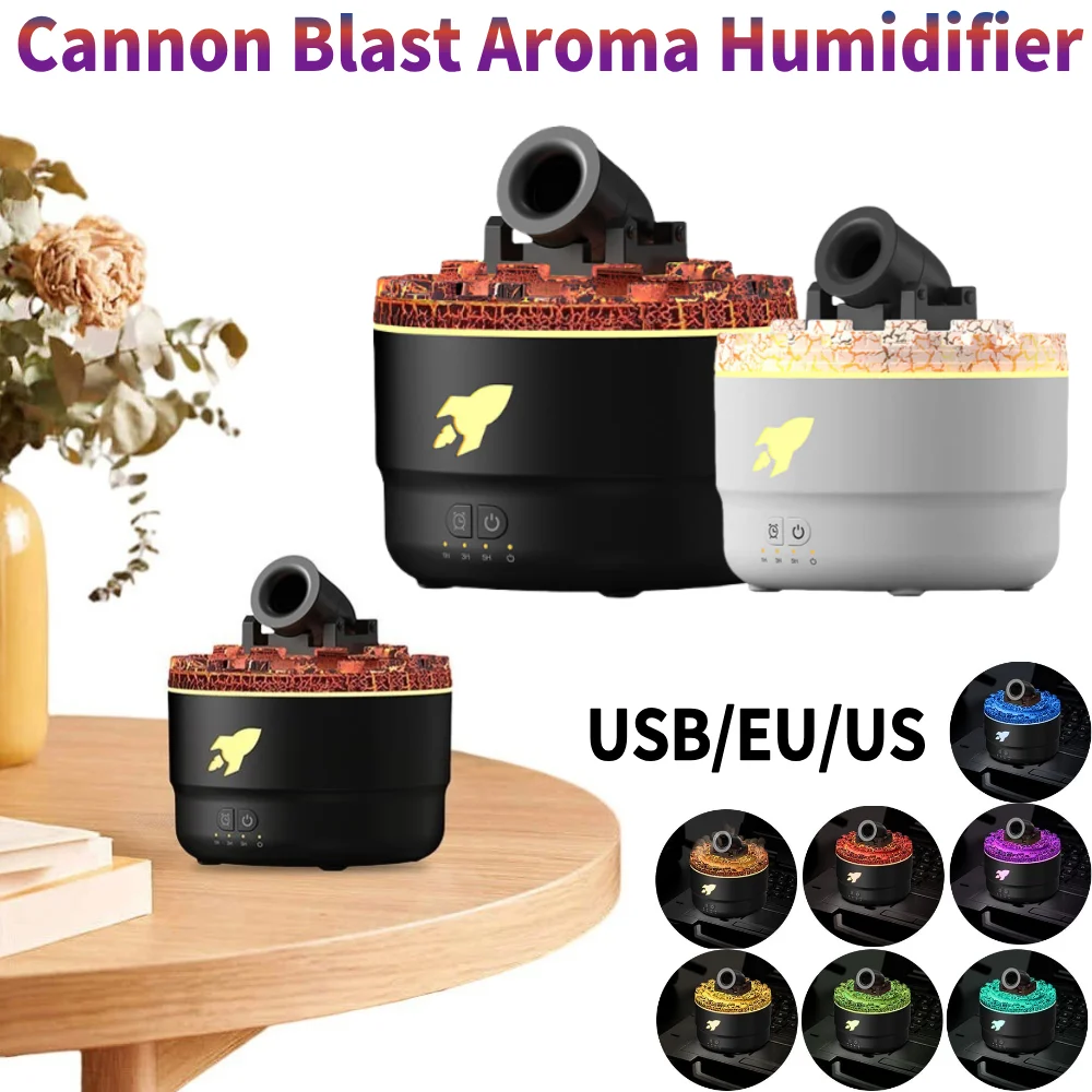 Volcanic Crack Light Cannons Humidifier Essential Oil Diffuser Cannon Blast Aroma Humidifier Aromatherapy Diffuser for Bedroom