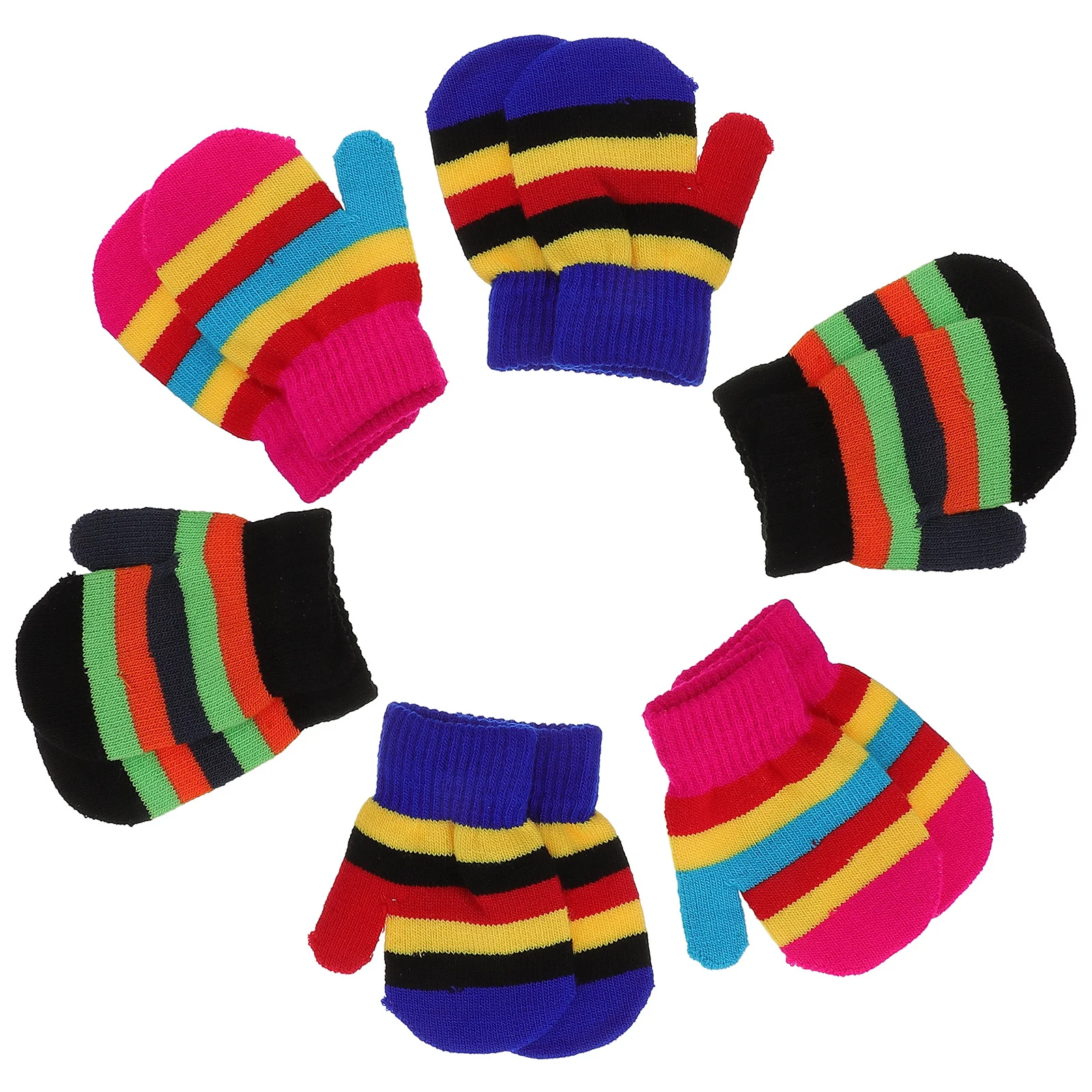 6 pares de guantes de punto cálidos Color brillante protectores de manos para invierno al aire libre guantes cómodos a prueba de frío para