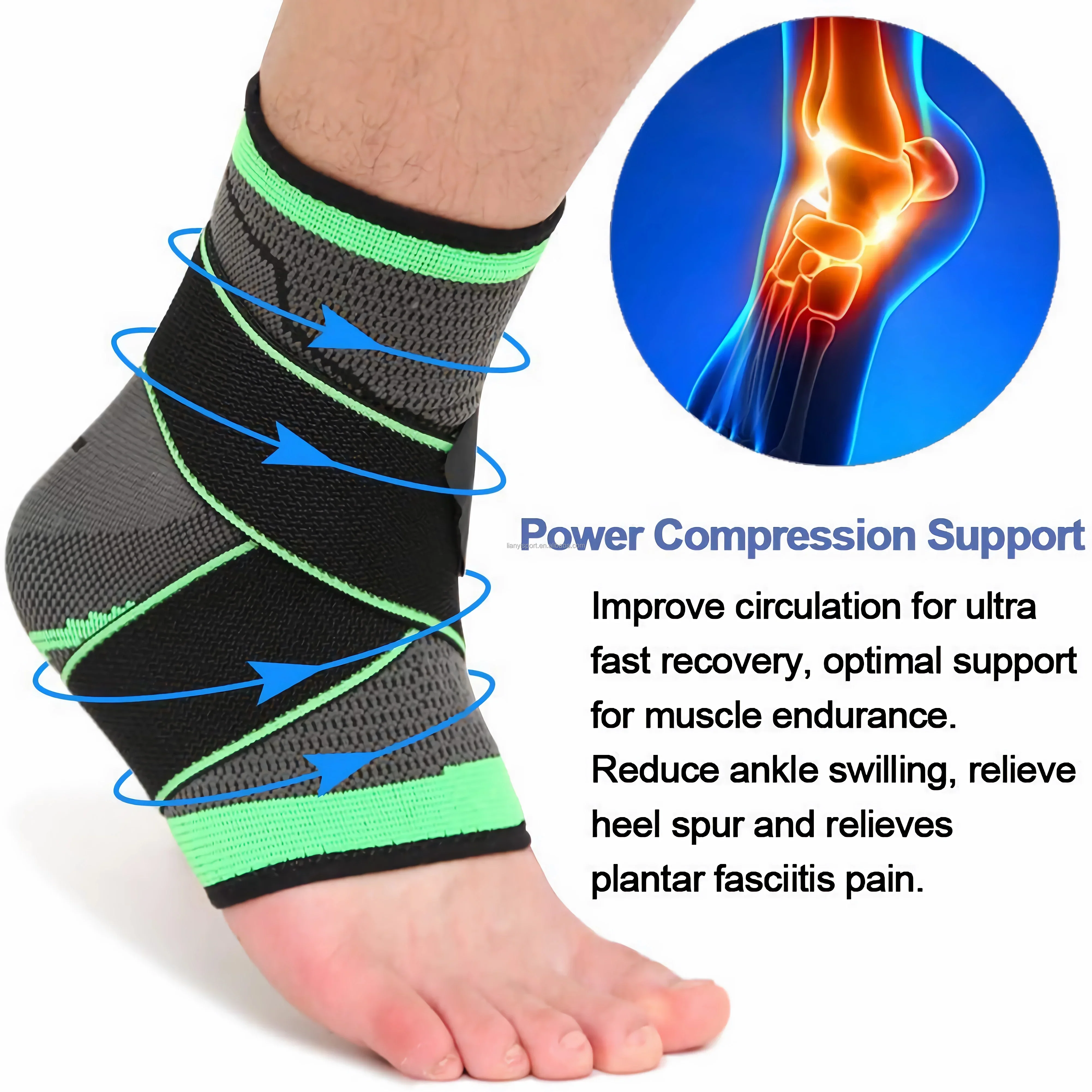 Breathable Neoprene Gym Sports Ankle Brace Sleeve Foot Compression Ankle Support Brace with factory price for Men and Women