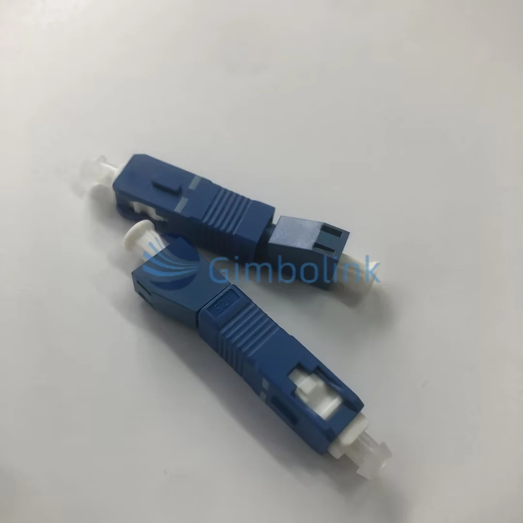 Conector de fibra óptica gimbo sc upc macho para lc upc fêmea adaptador híbrido componentes de acoplador de adaptador de fibra óptica de plástico