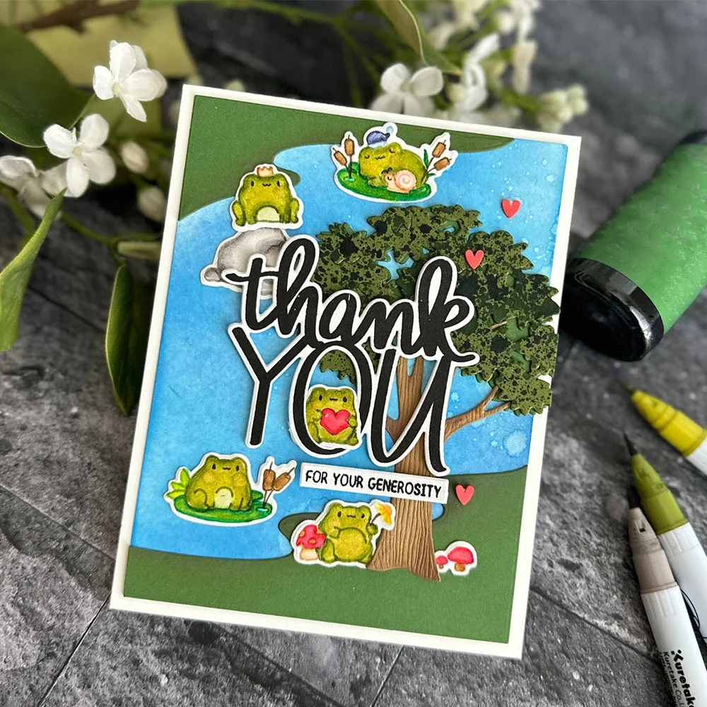 Evergreen Tree Foliage Frame Wellness Wishes Metall-Stanzformen für DIY-Kartenherstellung, Scrapbooking, Fotoalbum, Dekoration, Basteln