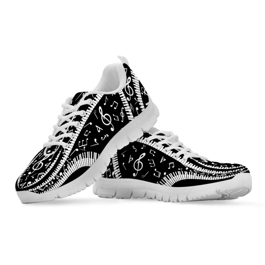 Autumn Women Flats Shoes Art Style Piano Keyboard Music Note Print Air Mesh Casual Sneakers 2024 Zapators De Mujer