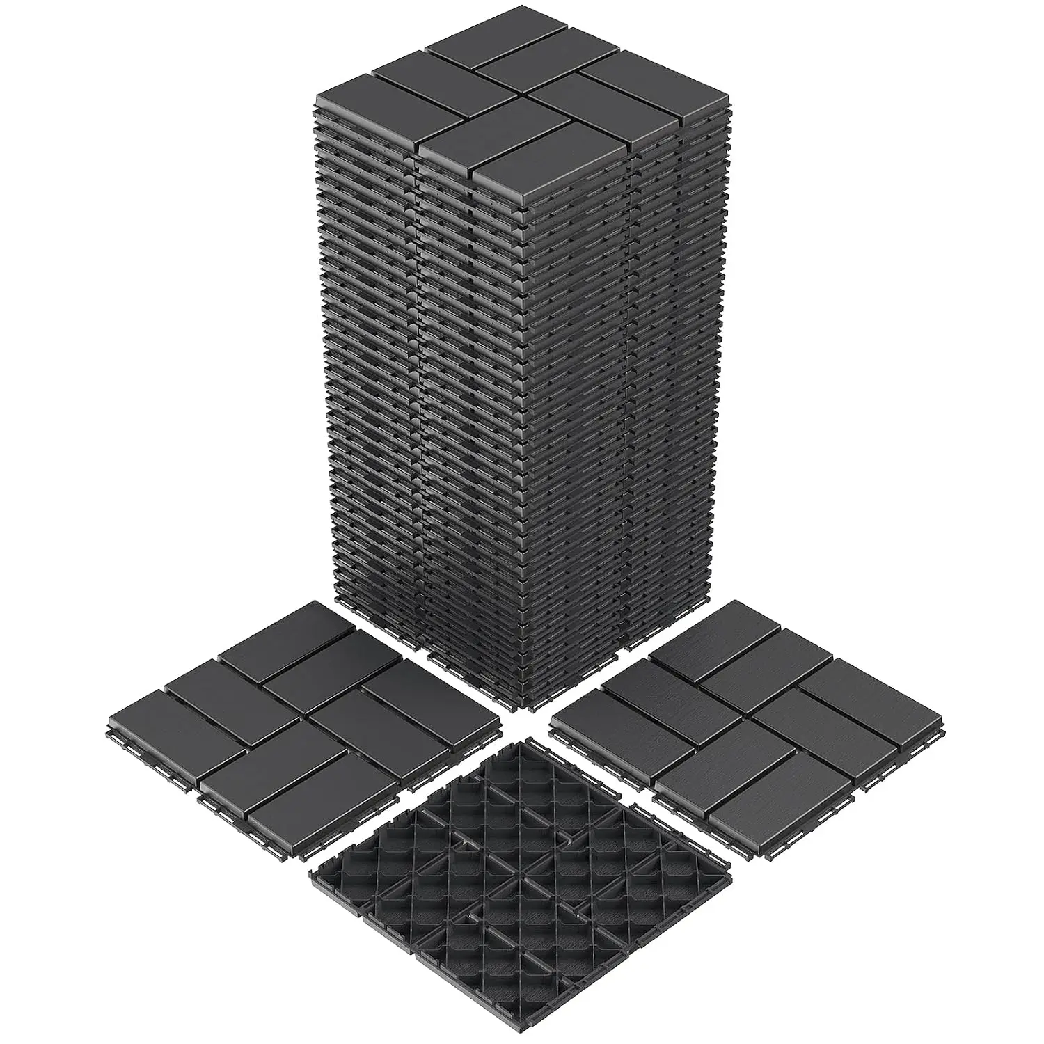 Plastic Interlocking Deck Tiles, 36 Pack 12