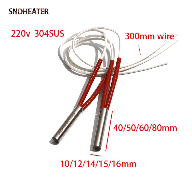 SNDHEATER 5PCS Cartridge Single Head Heater Resistance 220V 40MM 50MM 60MM 80MM Cast Heating Element 120W 150W 220W 300W 400W