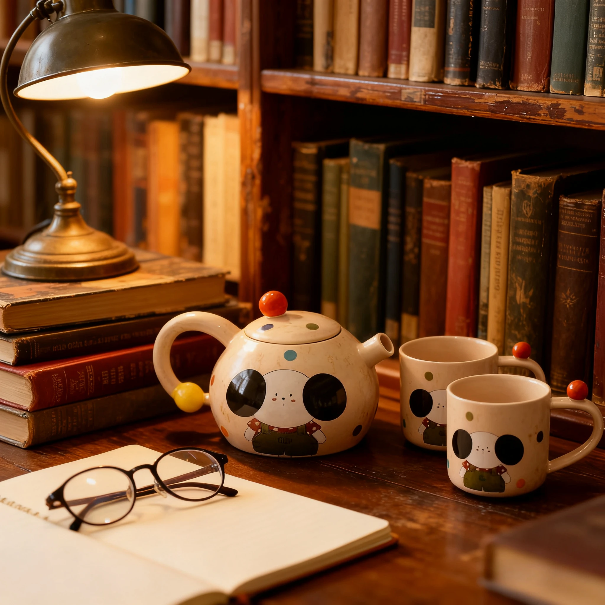 Retro Cartoon Big Ears Dog Ceramic Tea Set - Cup & Pot with Storage Tray, Cute Teaware Birthday Gift for Friends Home Decor