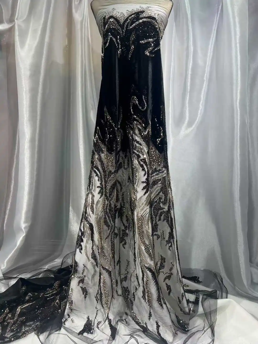 프랑스 스팽글 벨벳 레이스 원단 2025 고품질 아프리카 벨벳 레이스 원단 나이지리아 레이스 여성 드레스 바느질용