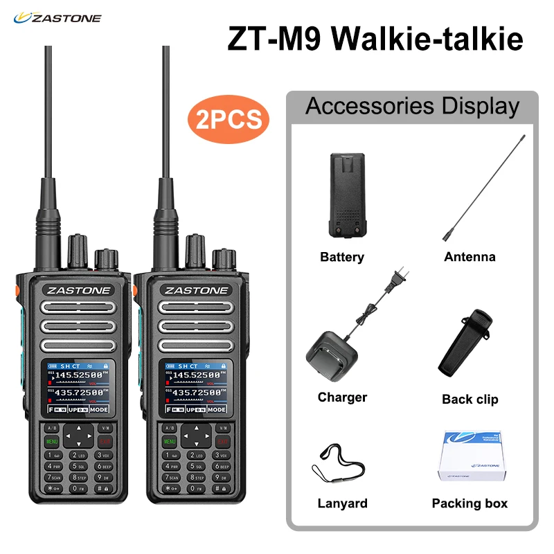 2PCS ZASTONE M9 10W Walkie Talkie Ham Amateur 2 Way Radio AM Air Aviation Band High Power Walkie-Talkie CTCSS FM Radio