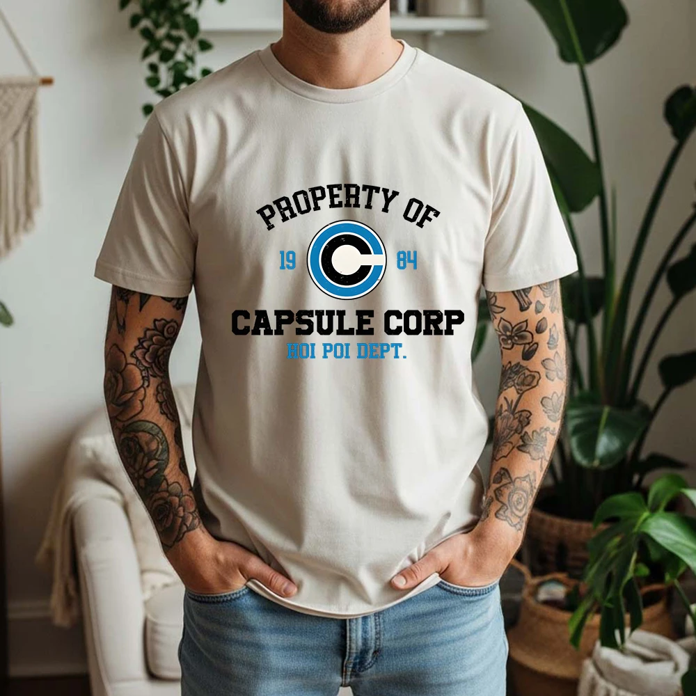 100% Cotton Capsule Corp T-Shirt  Anime Retro Style Oversized Breathable Casual Short Sleeve