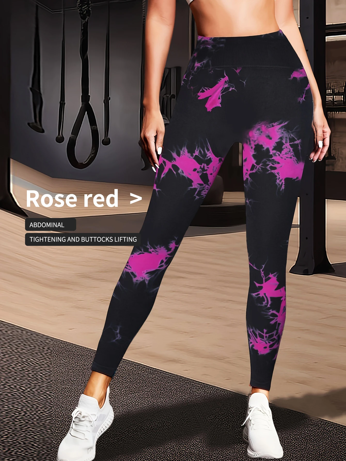 New Tie Dyed Fragmented Flower Yoga Pants Sweat-absorbing High Waist Tight Fit Lifting Hip Fitness Pants Running Sports Pants