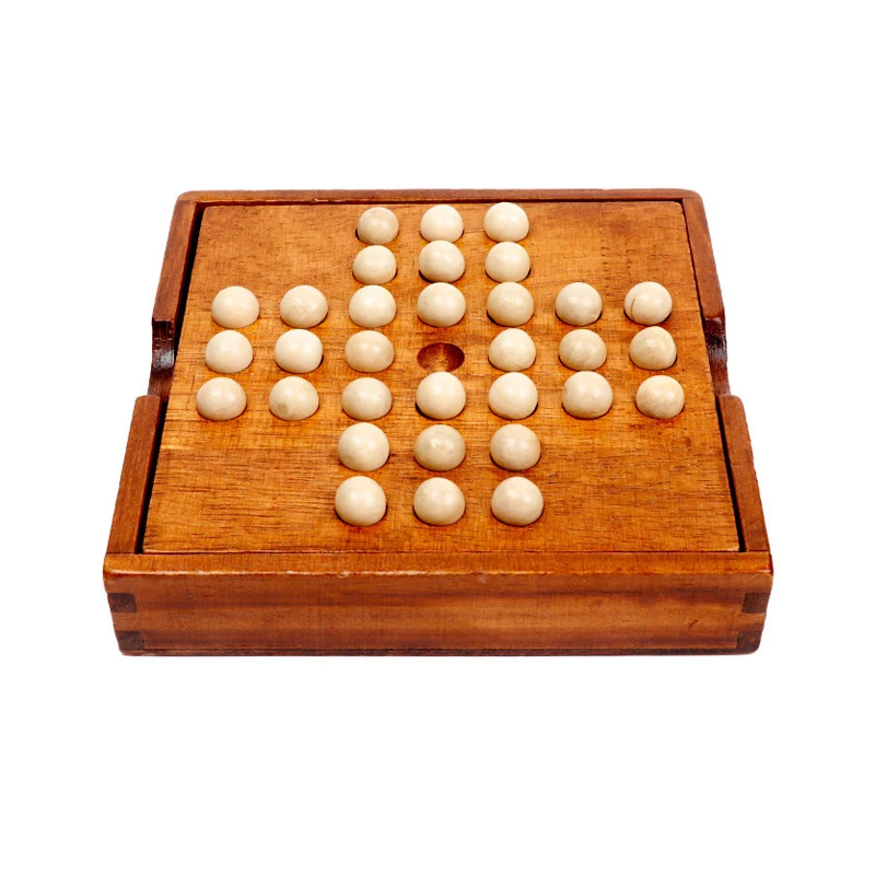 Wood Solitaire Game Single Player Chess Brain Teaser Strategy Puzzle Games IQ Logic Challenges For Adults Kids Educational Toys