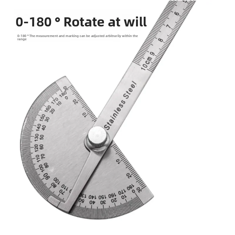 

10cm 14cm 180 Degree Adjustable Protractor Stainless Steel Roundhead Angle Ruler Math Tool