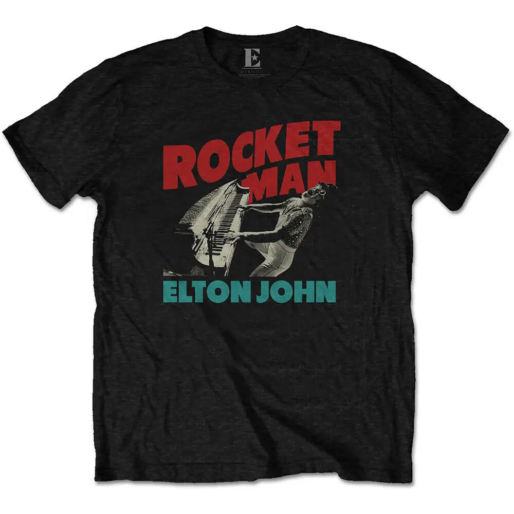 Men's Elton John Rocketman Piano T shirt Medium Black