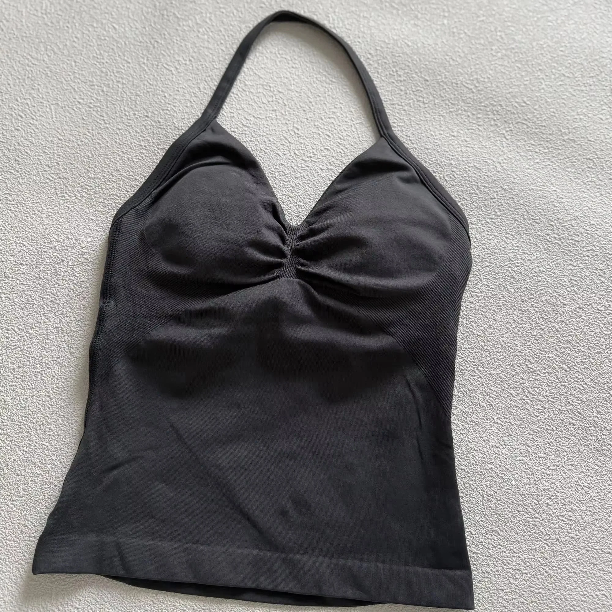 No Logos longline strappy Halter Top Woman Gym Tank Padded Running Vest Yoga clothing Fitness Workout Sportswear clothes