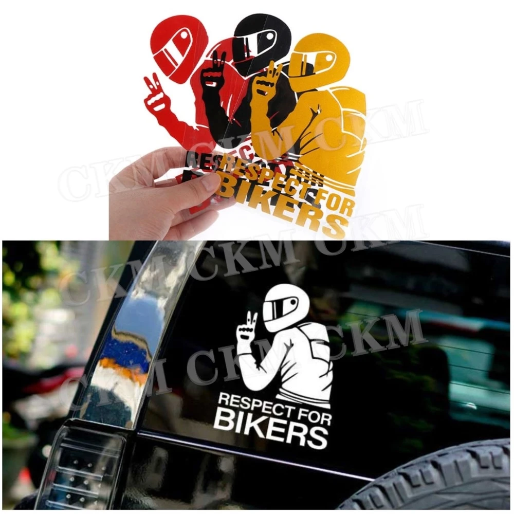 

1Pcs Car Window Accessories RESPECT FOR BIKERS Auto Motorcycle Vinyl Car Stickers 3D Reflective Stickers Decals For Universal