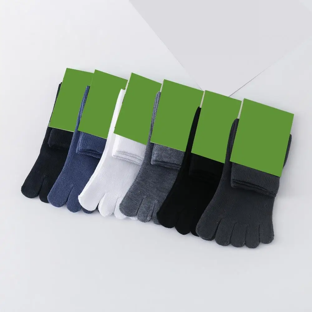 Cotton Blend Socks Men's Split Toe Anti-slip Sport Socks with High Elasticity Sweat Absorption for Wear Mid-tube Solid Color