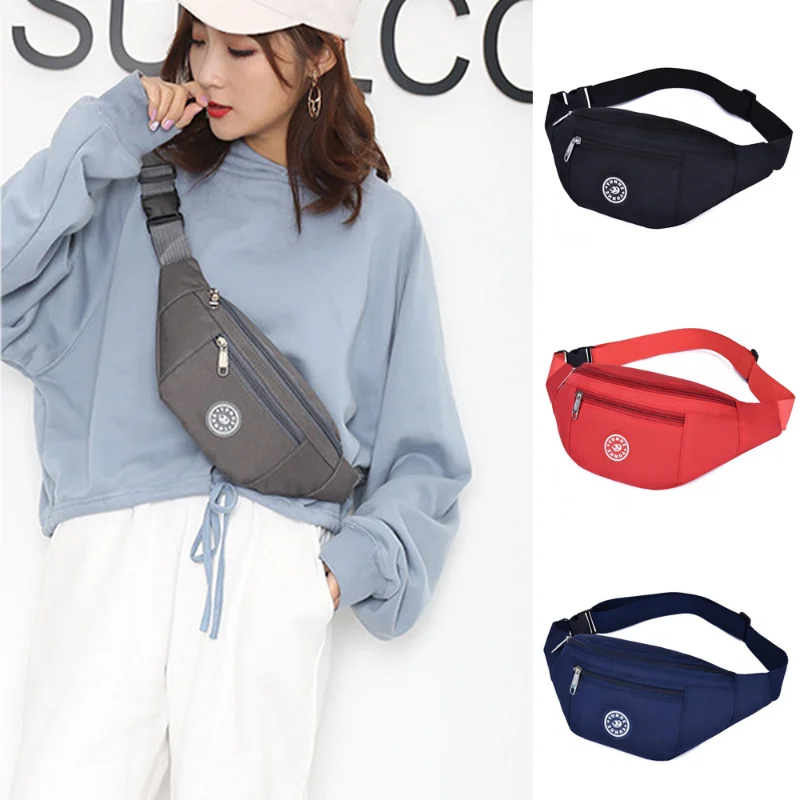 New Fashion Men Women Waist Bum Bag Fanny Pack Belt Money Pouch Wallet Zip Travel Hiking Bag Black Blue Red Gray