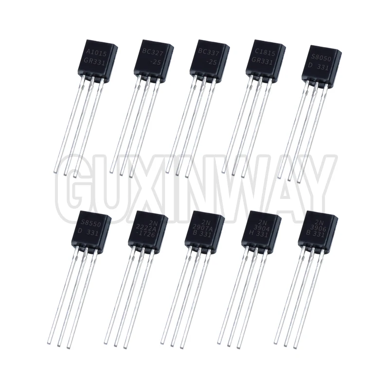 Kit transistor BJT da 200 pezzi Transistor di potenza bipolari A1015 BC327 BC337 C1815 S8050 S8850 2N2222 2N2907 2N3904 2N3906 PNP NPN