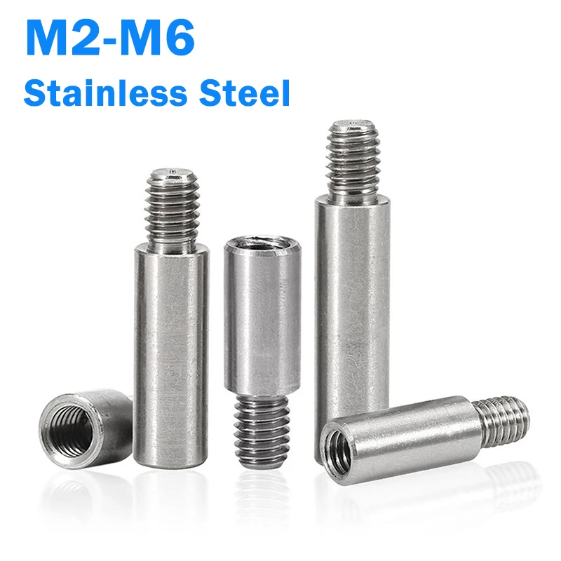 Stainless Steel Single Head Column M2 M2.5 M3 M4 M5 M6 PCB Standoff Spacer Male To Female Round Spacing Threaded Pillar