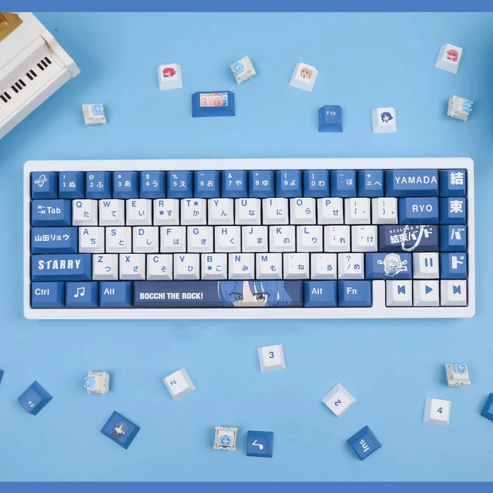 Mechanical Keyboard PBT Dye Subbed Keycaps Cartoon Anime Gaming Key Cap BOCCHI THE ROCK Yamada Ryo Opaque Keycap For ANSI Layout
