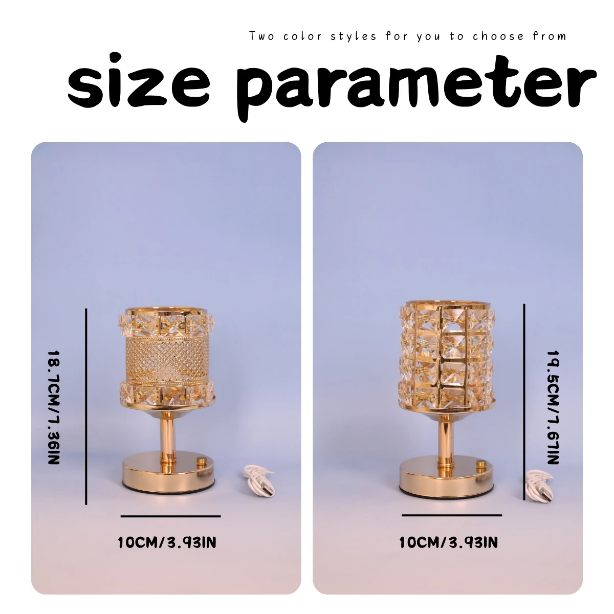 Light Luxury Creative Crystal Table Lamp - USB Rechargeable Color Changing Night Light Suitable for Bedroom and Cafe Decoration