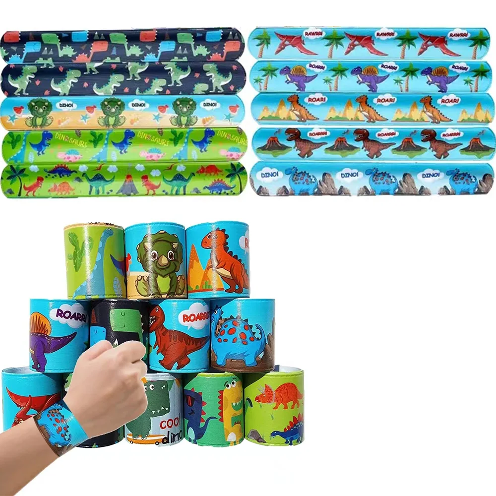 Dinosaur for Party Favors, Set Slap Bracelets for Kid,Silicone Bracelet,Gift Bags for Block, Gift for Kids Party Supplies