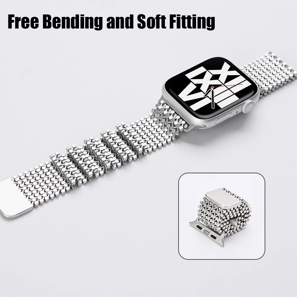 Magnetic Metal Strap For Apple Watch Band 38/40/41mm Stainless Steel Wristband Hollow Out Bracelet Watchband Accessories Correa