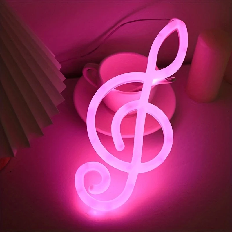 Neon Sign, Music Note Shape Neon LED Decorative Night Light Wall Bedside Decor Battery/USB Children Birthday Gift