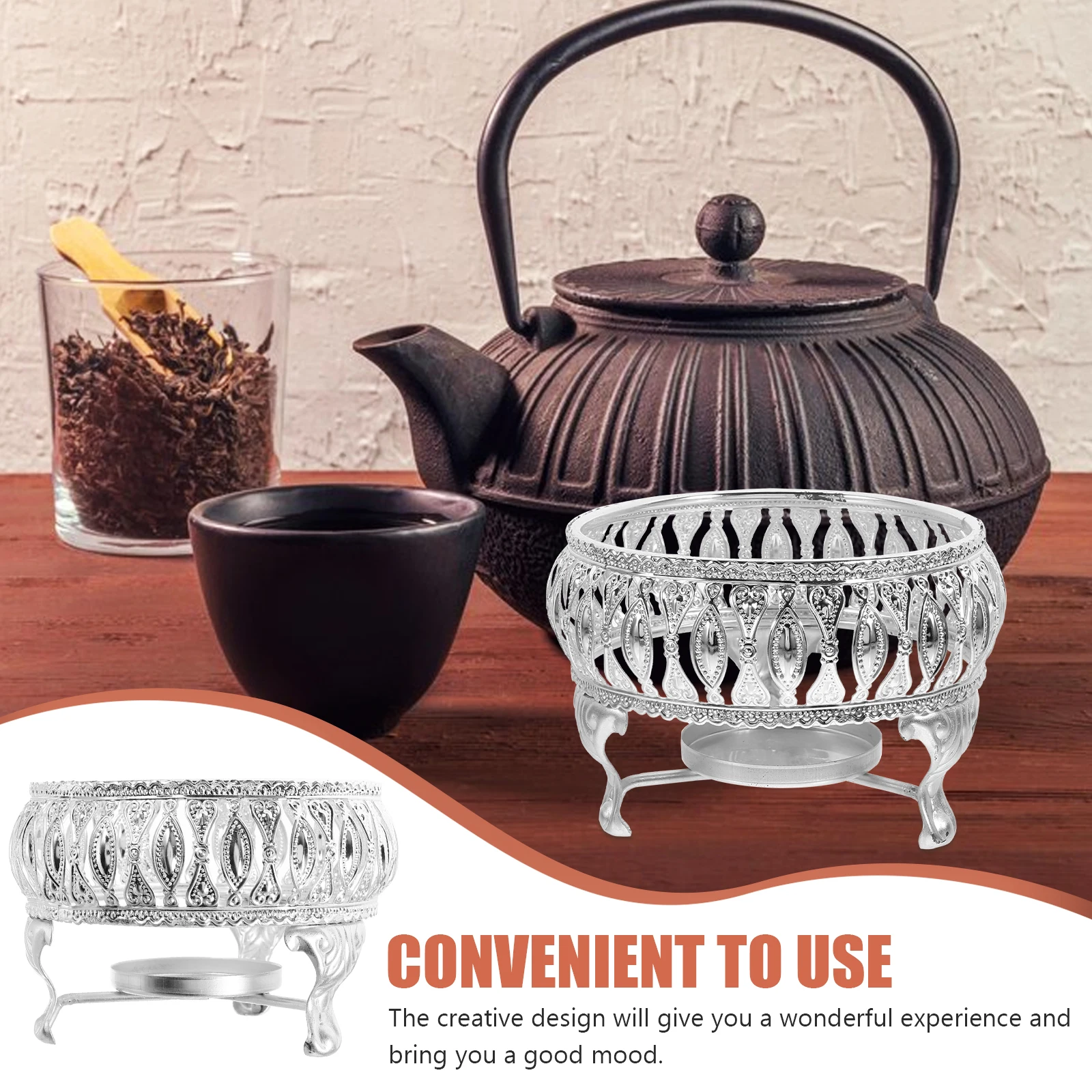 

Zinc Alloy Teapot Heating Base Heat-Resistant Safe Home Office Use Tea Heater Exquisite Workmanship Creative Design Good