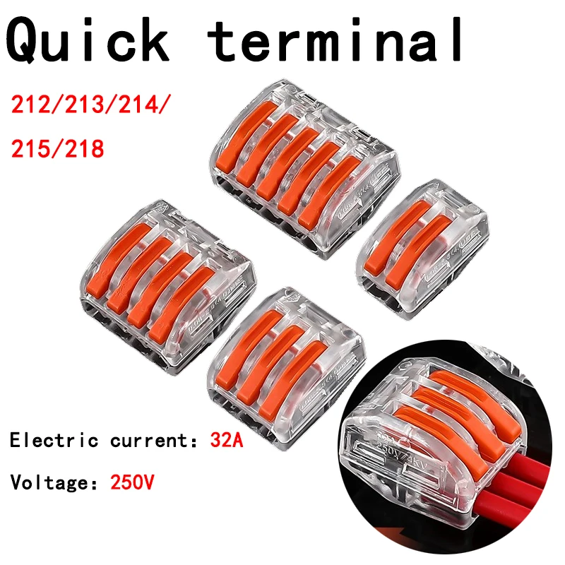10pcs Quick Terminal Connector FM-212/ 213 /214 Hard And Soft Wire Parallel Connector Connector Press The Wire Terminal PCT