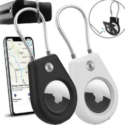 For Apple AirTag Secure Holder with Stainless Steel Metal Rope Protective Keychain Anti-Theft Protector Case for Air Tag Lock