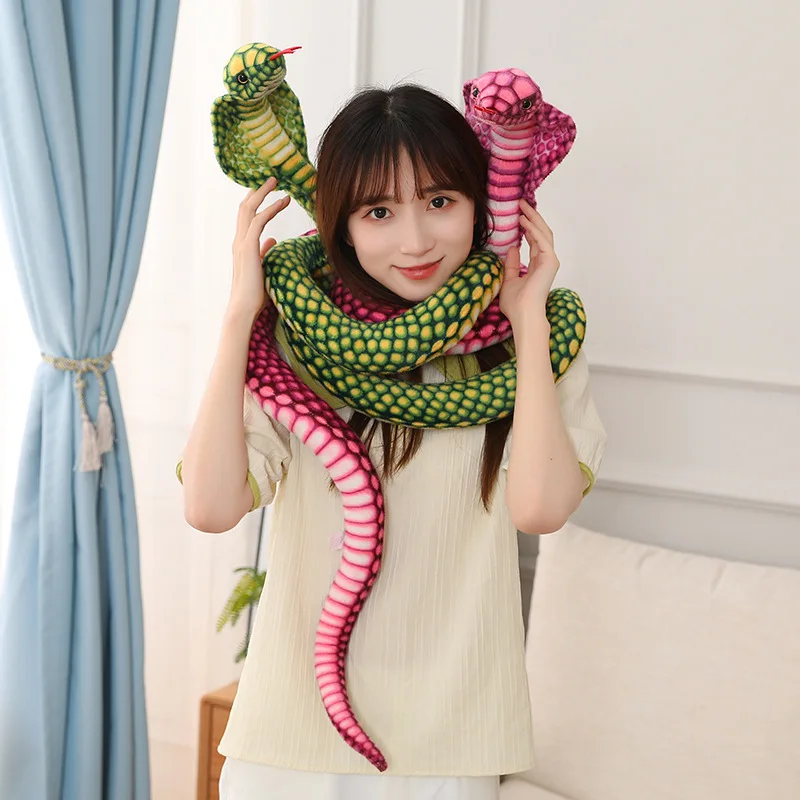 Hot Sale 80/170/240cm Simulated Colorful Cobra Plush Toy Stuffed Animals Snakes Plushies Doll Funny Soft Toys Christmas  GIfts