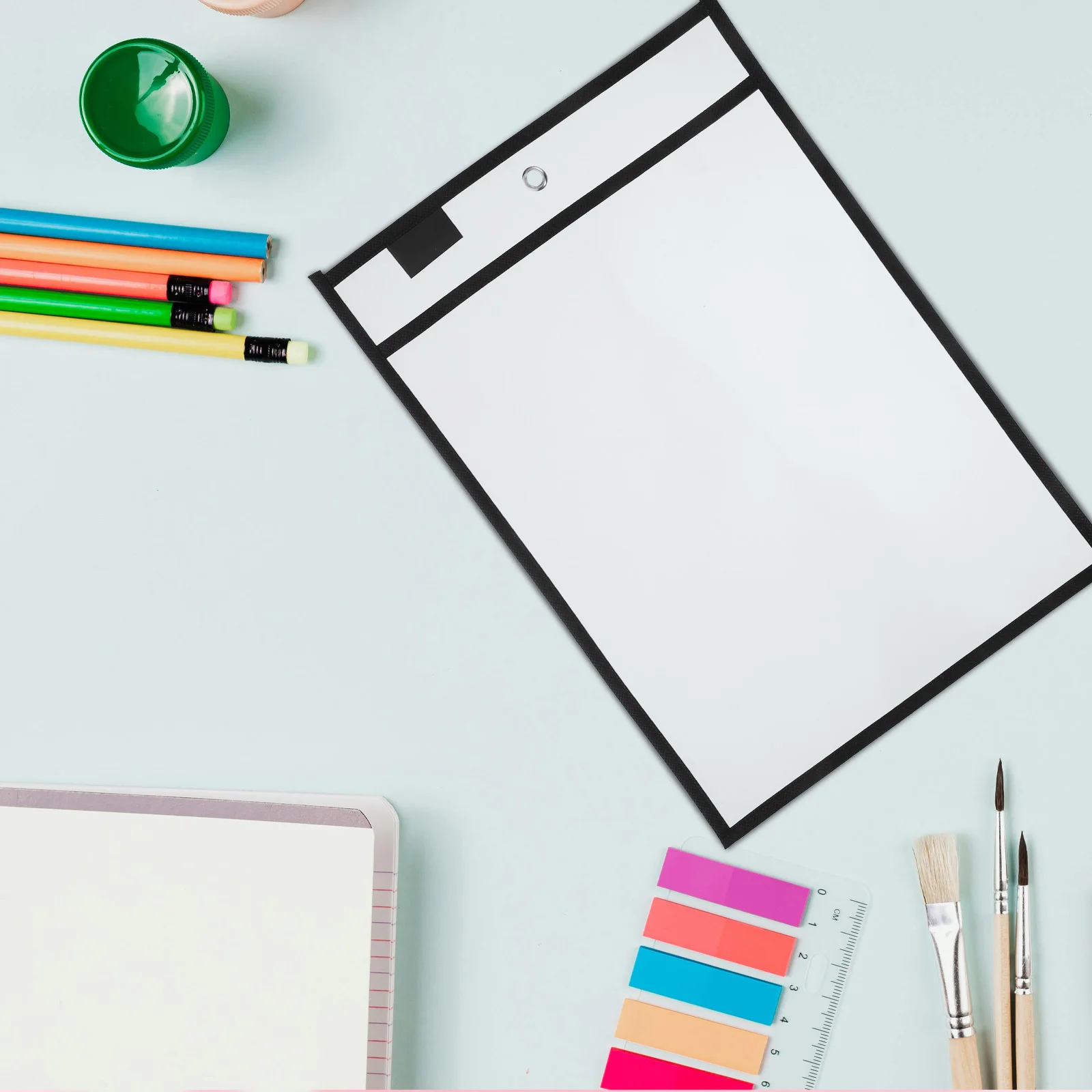 20 قطعة من أكمام الجيب الجافة القابلة لإعادة الاستخدام من البلاستيك الشفاف وحاملي المستندات القابلة للكتابة للفصول الدراسية والمكتب والمدرسة وحزم المسح الجاف