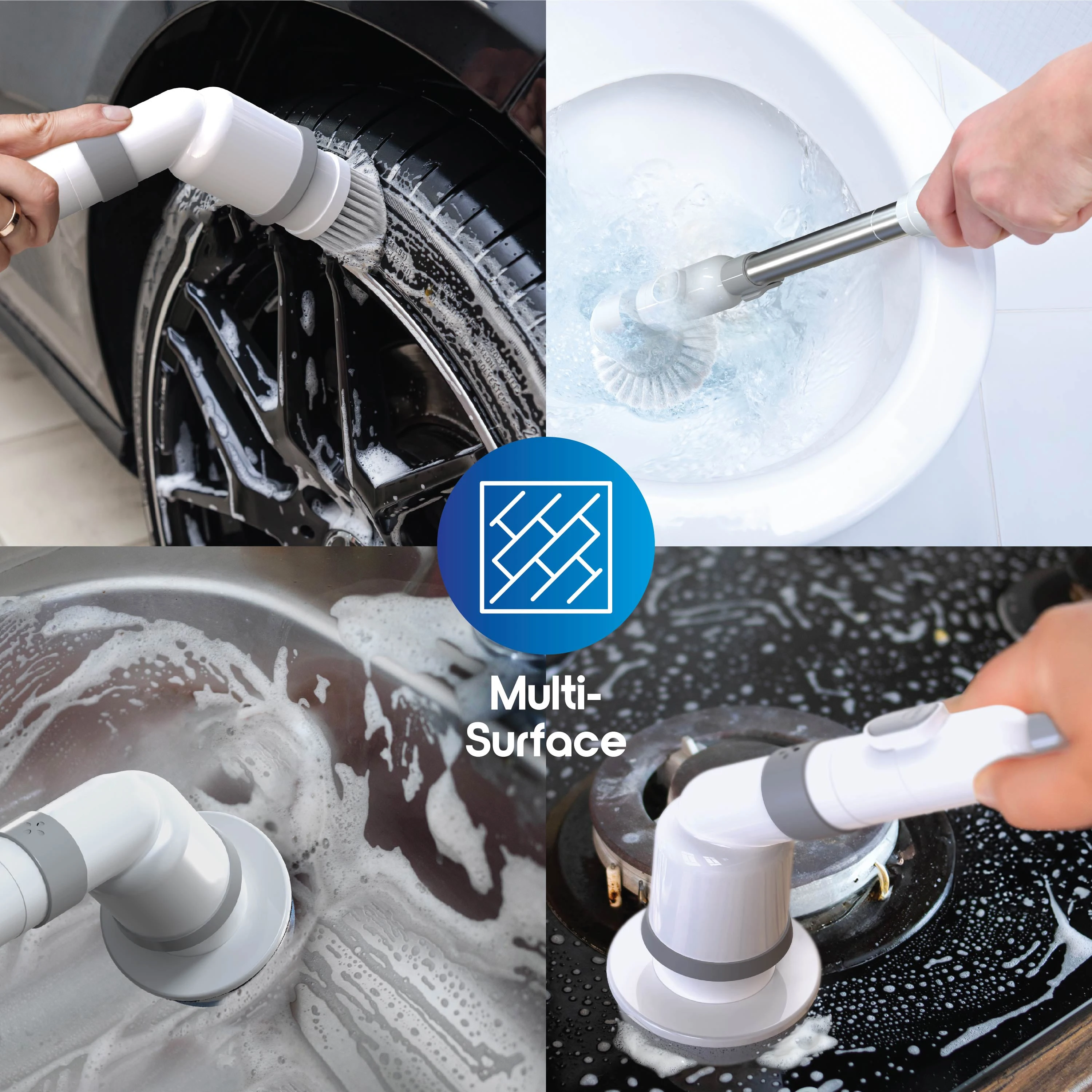 Electric Cleaning Brush for Bathroom Kitchen Multifunctional Household Rechargeable Cleaning Tools Electric Spin Scrubber