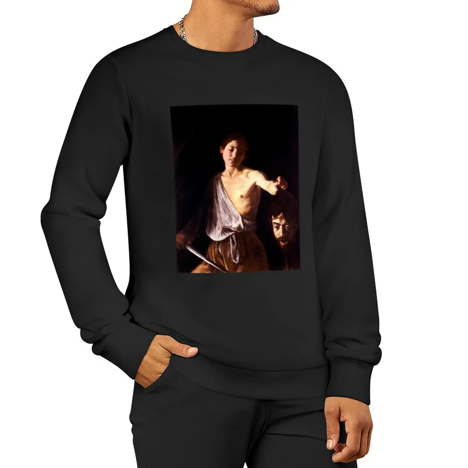 High Resolution Caravaggio David With The Head of Goliath 1610 Pullover Hoodie mens clothing oversize sweatshirts